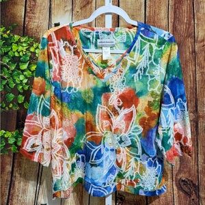 Alfred Dunner V-neck Blouse Size PL